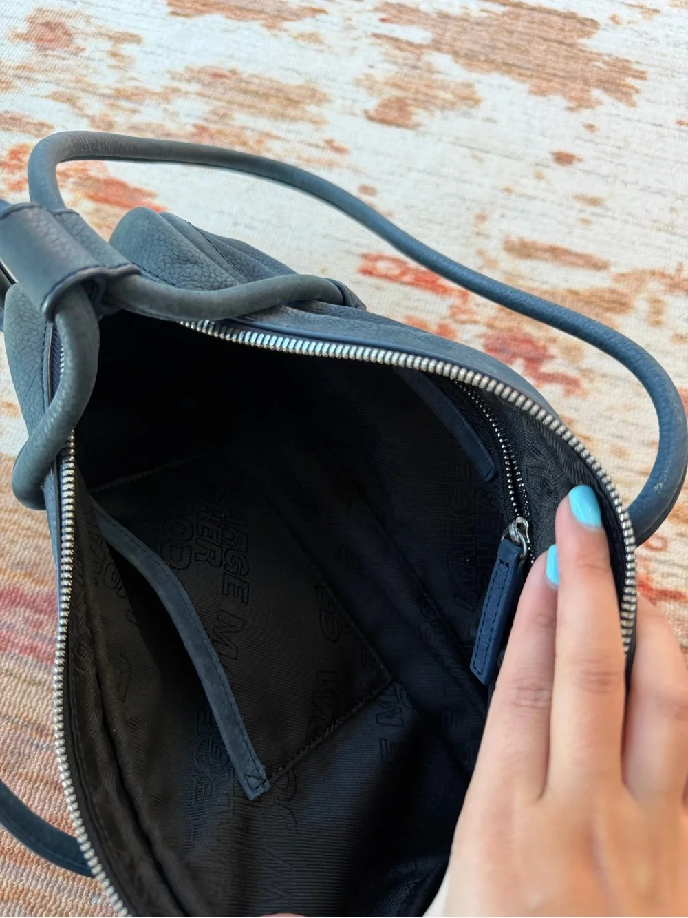 Marge Sherwood Navy Leather Shoulder Bag